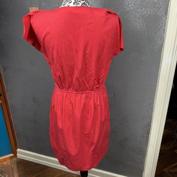 GAP Salmon Pink Tencel Cotton Dress – Asymmetric Neckline, Pockets, Size 6 - Picture 8 of 9